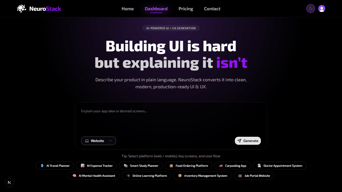 Dashboard dark preview